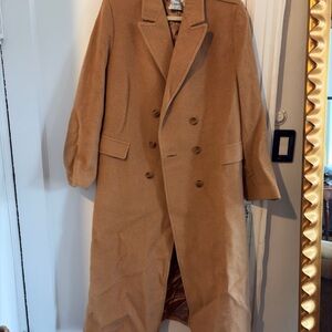 Camel Double-Breasted Wool Coat — Camel Color